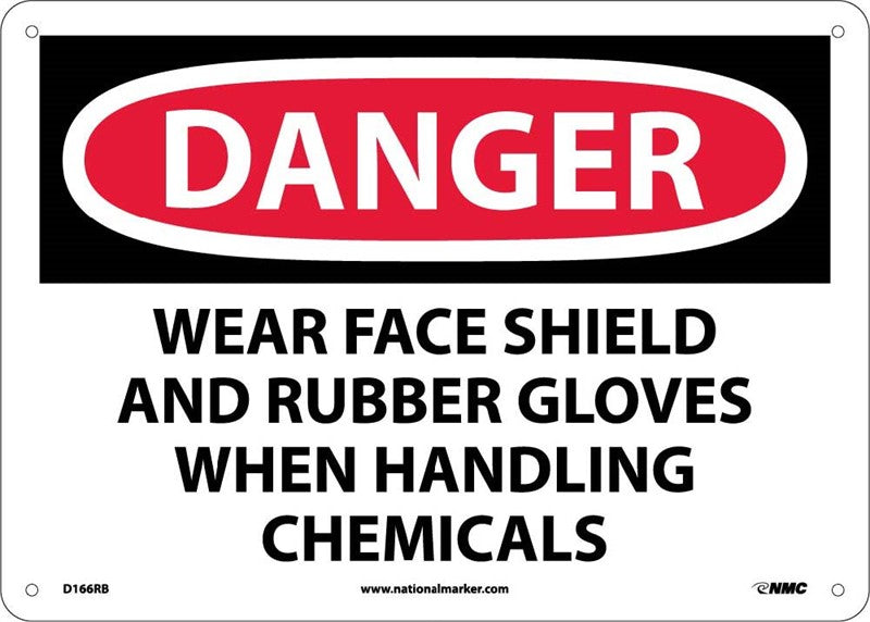 DANGER, WEAR FACE SHIELD AND RUBBER GLOVES WHEN.., 10X14, RIGID PLASTIC