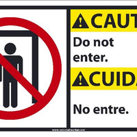 CAUTION, DO NOT ENTER (BILINGUAL W/GRAPHIC), 10X18, PS VINYL