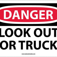 DANGER, LOOK OUT FOR TRUCKS, 10X14, PS VINYL