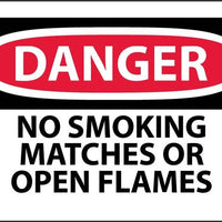 DANGER, NO SMOKING MATCHES OR OPEN FLAME, 3X5, PS VINYL, 5/PK