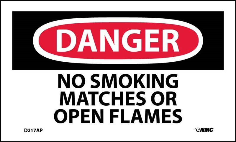 DANGER, NO SMOKING MATCHES OR OPEN FLAME, 3X5, PS VINYL, 5/PK