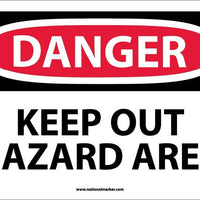 DANGER, KEEP OUT HAZARD AREA, 7X10, .040 ALUM
