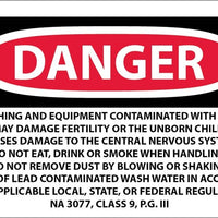 LABELS, DANGER LEAD CONTAINING HAZARD WASTE, AVOID CREATING DUST, RQ HAZARDOUS SUBSTANCE SOLID, N.O.S. (PAINT RESIDUE-LEAD) NA 3077, CLASS 9, P.G. III, 3X5, PS PAPER, 500/RL