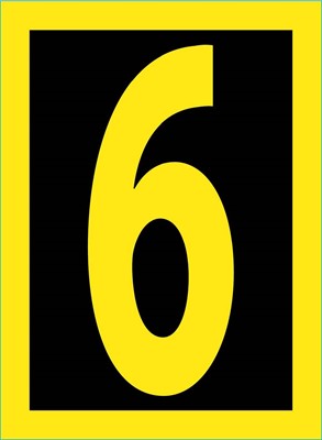 NUMBER, 6, 1.5 HIGH VISIBILITY YELLOW BLACK, PS VINYL