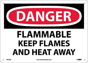 DANGER, FLAMMABLE KEEP FLAMES AND HEAT AWAY, 10X14, PS VINYL