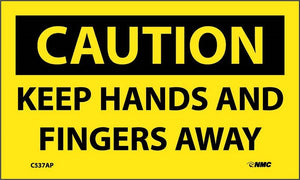 CAUTION, KEEP HANDS AND FINGERS AWAY, 3X5, PS VINYL 5/PK