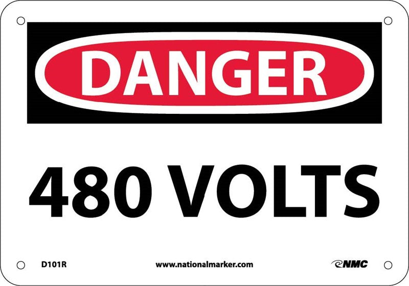 DANGER, 480 VOLTS, 7X10, .040 ALUM