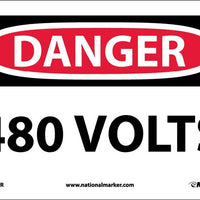 DANGER, 480 VOLTS, 7X10, RIGID PLASTIC