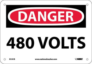 DANGER, 480 VOLTS, 7X10, RIGID PLASTIC