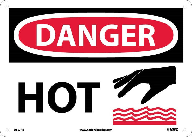 DANGER, HOT, GRAPHIC, 10X14, .040 ALUM