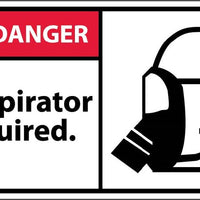 DANGER, RESPIRATOR REQUIRED (GRAPHIC), 3X5, PS VINYL, 5/PK