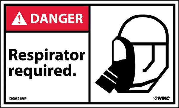 DANGER, RESPIRATOR REQUIRED (GRAPHIC), 3X5, PS VINYL, 5/PK