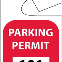 PARKING PERMIT, REARVIEW MIRROR, RED, 101-200