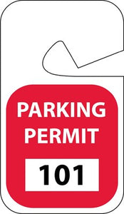 PARKING PERMIT, REARVIEW MIRROR, RED, 101-200