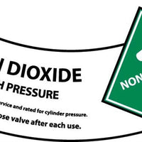 CYLINDER LABELS, CARBON DIOXIDE, 2X5 1/4, PS VINYL, 25/PK