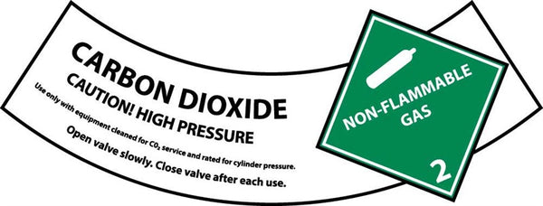 CYLINDER LABELS, CARBON DIOXIDE, 2X5 1/4, PS VINYL, 25/PK