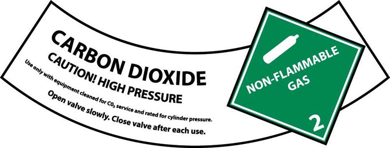 CYLINDER LABELS, CARBON DIOXIDE, 2X5 1/4, PS VINYL, 25/PK