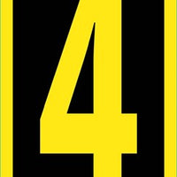 NUMBER, 4, 2.5 HIGH VISIBILITY YELLOW BLACK, PS VINYL