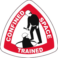 HARD HAT LABEL, CONFINED SPACE TRAINED,  2" X 2", REFLECTIVE PS VINYL, 25/PK