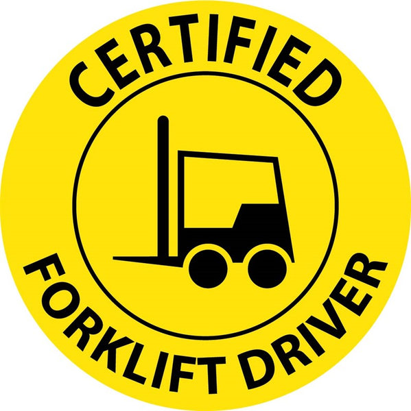 HARD HAT EMBLEM, CERTIFIED FORKLIFT DRIVER, 2 DIA, PS VINYL, 25/PK