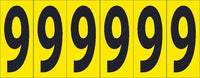 NUMBER CARD, 3" 9 (6 NUMBERS/CARD), PS CLOTH