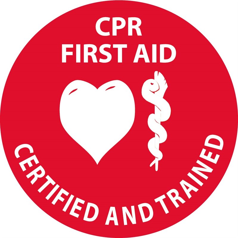 HARD HAT LABEL, CPR FIRST AID CERTIFIED AND TRAINED, 2