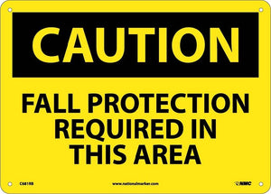 CAUTION, FALL PROTECTION REQUIRED IN THIS AREA, 10X14, PS VINYL