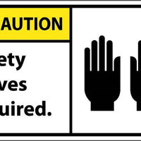 CAUTION, SAFETY GLOVES REQUIRED (GRAPHIC), 3X5, PS VINYL, 5/PK