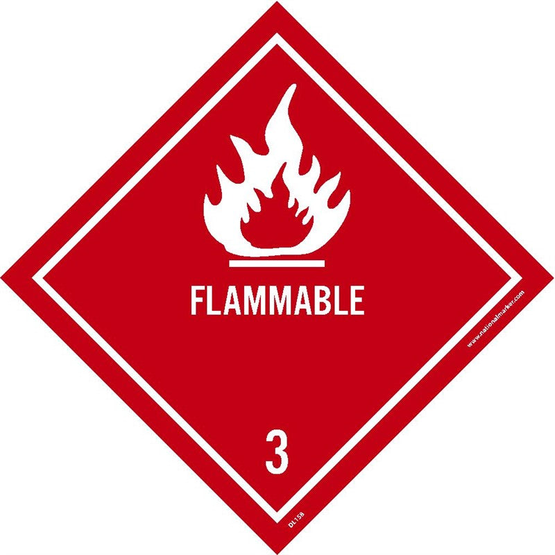 DOT SHIPPING LABEL, FLAMMABLE 3, 4X4, PS VINYL, 500/ROLL