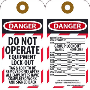 Danger Do Not Operate Equipment Locked-Out Lockout Tags | LOTAG12