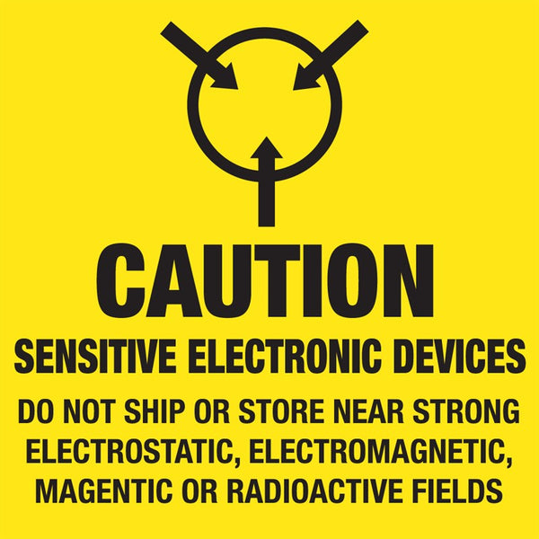 LABELS, SHIPPING AND PACKING, CAUTION SENSITIVE ELECTRONIC DEVICES DO NOT SHIP OR STORE NEAR STRONG ELECTROSTATIC, ELECTROMAGNETIC, MAGNETIC OR RADIOACTIVE FIELDS, 4X4, PS PAPER, 500/ROLL