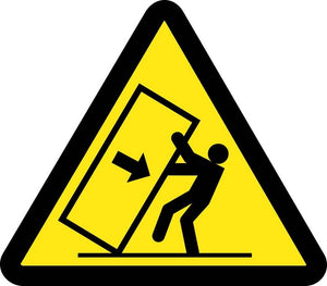 LABEL, GRAPHIC FOR TIPPING HAZARD, 2IN DIA, PS VINYL
