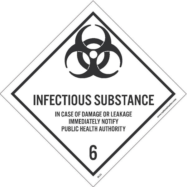 DOT SHIPPING LABELS, INFECTIOUS SUBSTANCE, 4X4, PS VINYL, 25/PK