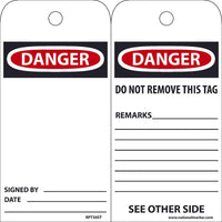 EZ PULL TAGS, DANGER BLANK, 6X3, TAGS ON A ROLL, BOX OF 100