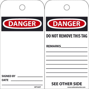 EZ PULL TAGS, DANGER BLANK, 6X3, TAGS ON A ROLL, BOX OF 100