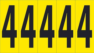 NUMBER CARD, 4" 4 (5 NUMBERS/CARD), PS CLOTH