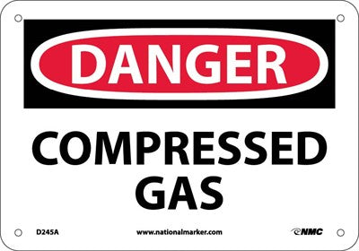 DANGER, COMPRESSED GAS, 7X10, RIGID PLASTIC