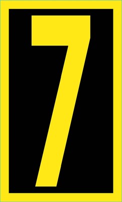 NUMBER, 7, 2.5 HIGH VISIBILITY YELLOW BLACK, PS VINYL