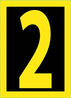 NUMBER, 2, 1.5 HIGH VISIBILITY YELLOW BLACK, PS VINYL