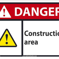 DANGER CONSTRUCTION AREA SIGN, 10X14, .040 ALUM