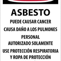 DANGER,ASBESTO PUEDE CAUSAR CANCER,SPANISH,17x11,PAPER, 100/PK