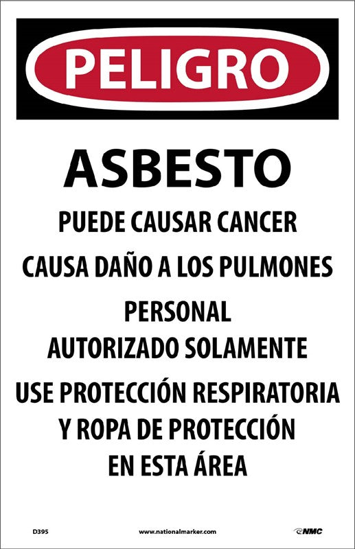 DANGER,ASBESTO PUEDE CAUSAR CANCER,SPANISH,17x11,PAPER, 100/PK