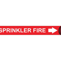 PIPEMARKER PRECOILED, SPRINKLER FIRE W/R, FITS 3/4"-1" PIPE