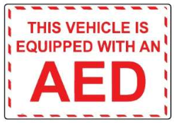 This Vehicle Is Equipped With An AED | AED-10