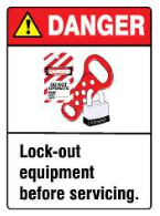 ANSI Z535 Danger Lock-Out Equipment Before Servicing Signs | AN-08