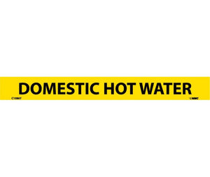 PIPEMARKER, PS VINYL, DOMESTIC HOT WATER, 1X9  1/2" CAP HEIGHT