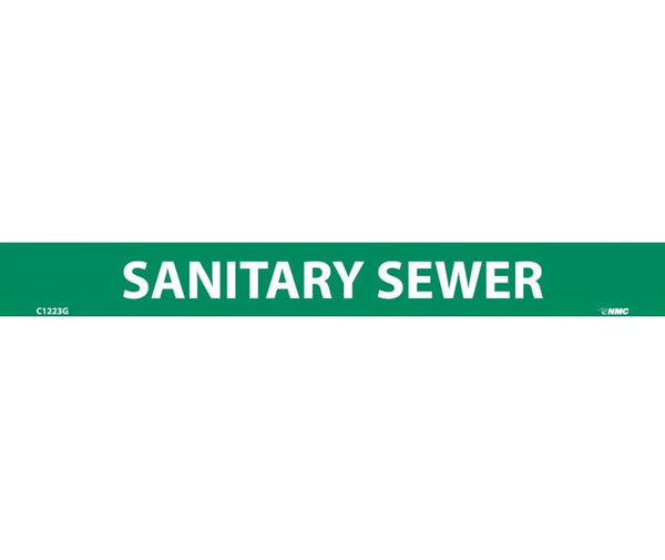 PIPEMARKER, PS VINYL, SANITARY SEWER, 1X9  1/2