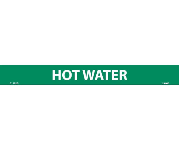 PIPEMARKER, HOT WATER, 1X9, 1/2  LETTER,  PS VINYL