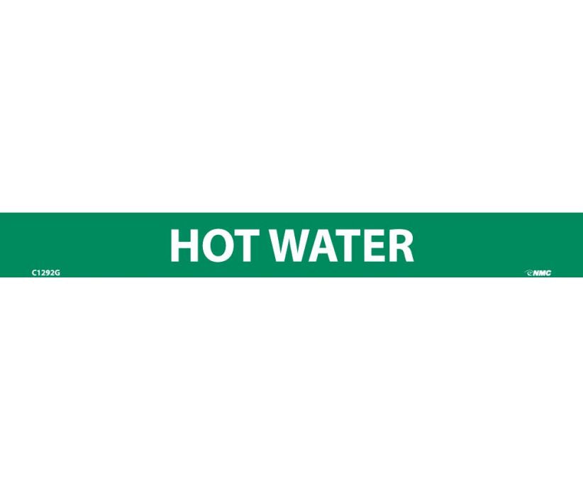 PIPEMARKER, HOT WATER, 1X9, 1/2  LETTER,  PS VINYL