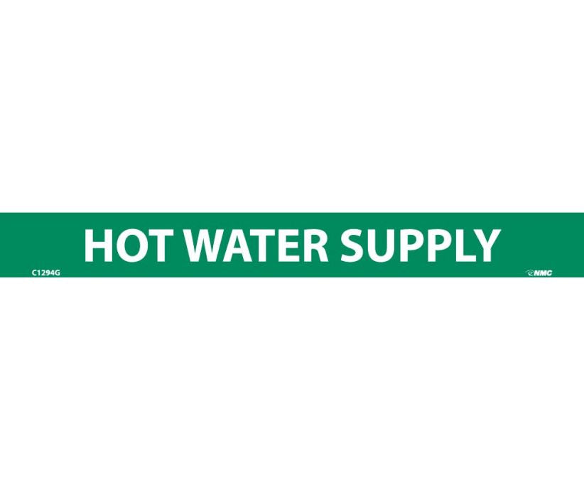 PIPEMARKER, HOT WATER SUPPLY, 1X9, 1/2  LETTER,  PS VINYL